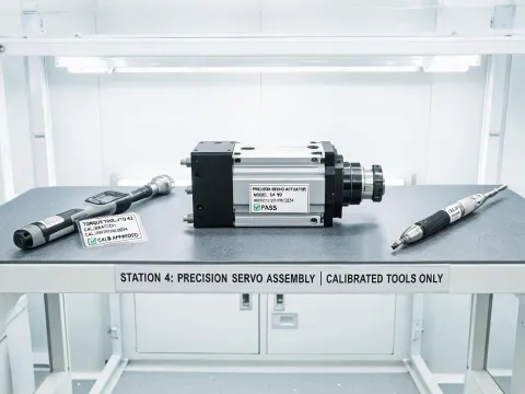 Servo actuator assembly station