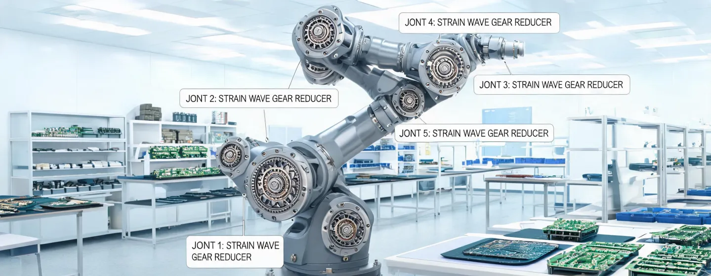 Robotics cell using strain wave gear reducers